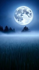 Wall Mural - Full moon shining over the 
 sky with beautiful scenery