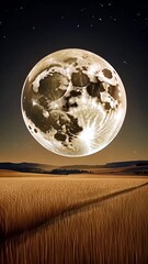 Wall Mural - Full moon shining over the 
 sky with beautiful scenery