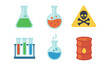 © Gandalf - Colorful chemistry icons featuring laboratory equipment and caution symbol