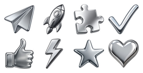 Wall Mural - Metallic icons representing various concepts.