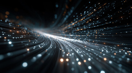 Wall Mural - Digital Highway: A captivating depiction of data streams flowing in a neon-lit environment, visualizing the interconnected world of digital communication and information transfer. 