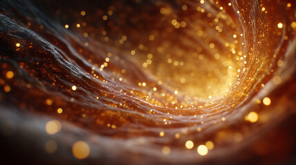 Wall Mural - Glowing Abstract: A swirling vortex of light and energy, showcasing a dynamic flow with mesmerizing golden particles, perfect for representing concepts like innovation, progress.