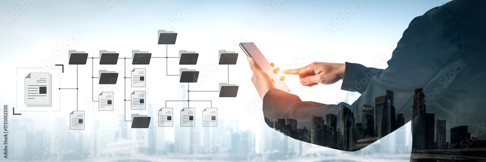 Digital file structure showing folder organization, file hierarchy, and ...