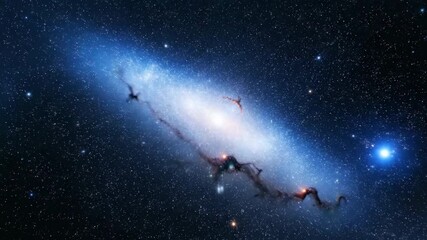 Wall Mural - a rapid, immersive fly-through shot past vibrant star-forming regions within the luminous arm of a s