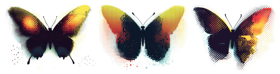 Wall Mural - PNG Vibrant abstract butterfly illustration, element set on transparent background