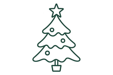 Wall Mural - Christmas tree icon or symbol with outline style, perfect for seasonal designs, winter holidays, and celebration themes