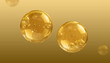 © Jakkit Thonwirak - Yellow bubbles on a gold background. 3d rendering, 3d illustration.