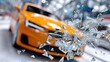 © Sudaporn - Orange Car With Shattered Glass, Representing Automotive Safety and Insurance Claims, With a Focus on Risk Management and Accident Analysis : Generative AI