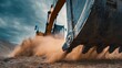 © kaiyalad - Excavation Action Construction Site Heavy Machinery Dusty Environment Ground Level Industrial Concept for Efficient Earth Moving Operations