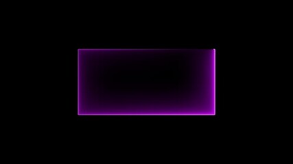 Wall Mural - Abstract glowing neon light rectangle border frame animation. Neon Rectangle Border . Neon rectangle frame ON Black background.. 4k animation video............
