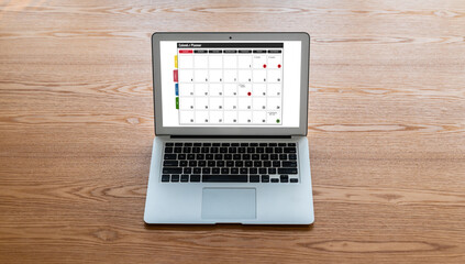 Wall Mural - Calendar on computer software application for modish schedule planning for personal organizer and online business