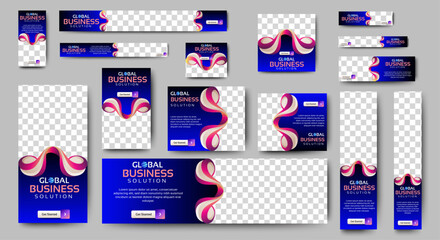 Wall Mural - Business Banner Set for web display ads template. vector