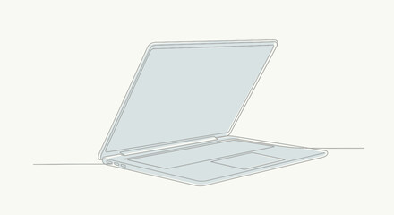 Wall Mural - Minimalist Line Drawing Illustration of a Modern Laptop on a Clean Background