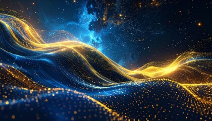 Wall Mural - Black and gold waves abstract illustration