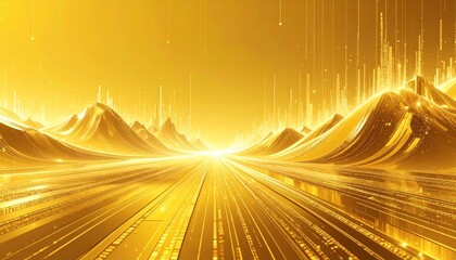 Wall Mural - abstract golden background with moving lines and bright lights