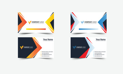 Business card template and design set with flat web element vector layout for infographics presentation