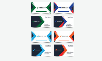 Business card template and design set with flat web element vector layout for infographics presentation