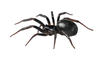Spider Up Close: A close-up of a black spider, its intricate body and eight legs on full display. captured with crisp details and a striking contrast against the background.