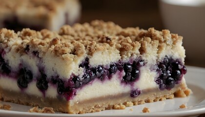 Wall Mural - blueberry crumble bars on a plate