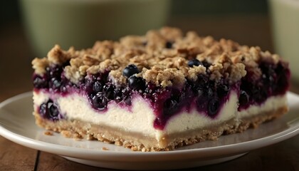 Wall Mural - blueberry crumble bars on a plate