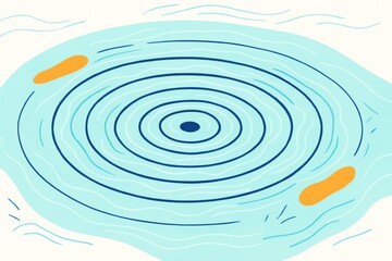 Wall Mural - Abstract light blue ripple water pattern with orange elements on white background representing motion and creativity in minimalist style. Ai generative