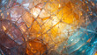 © 시로K - Abstract shattered glass sphere background with intersecting geometric fragments and yellow orange glow
