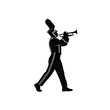 © Juyel - silhouette of a marching band member playing a trumpet