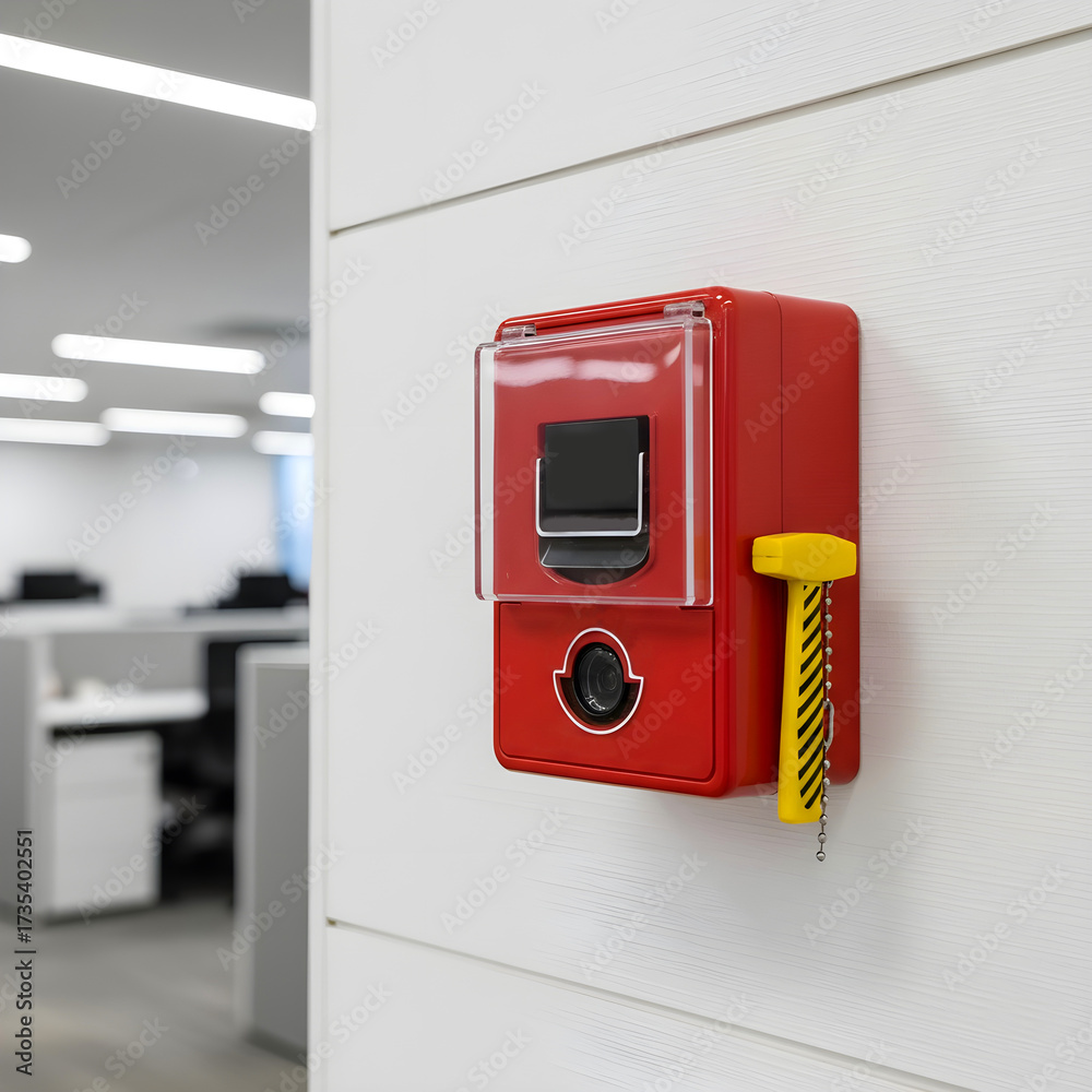 Foto Manual Red Fire Alarm Call Point with Clear Protective Cover and ...
