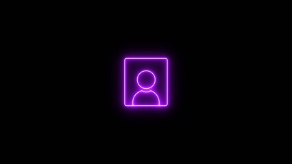 Neon light person icon illustration. Neon purple outline of a person or user interface icon