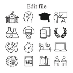Website line editable icon set. Contain icons related to Containing web design, internet, content, SEO, hosting, blog, homepage, e-commerce, and more. Editable stroke. Vector illustration