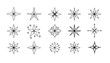 © Kabaka - Set stars line art icon. Vector four-pointed star for logo, social media stories