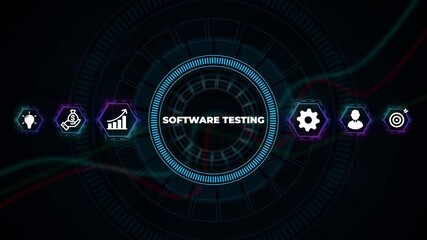 Inscription SOFTWARE TESTING on the virtual display. Business, modern technology, internet and networking concept.