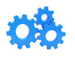© Bliez - Three blue, interlocking gears on a black background, symbolizing teamwork