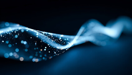 Abstract Futuristic Technology Data Wave Background with Glowing Data Wave, AI Technology, Digital Network, and Innovation concept.
