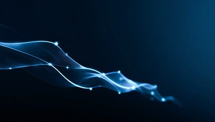Abstract Futuristic Technology Data Wave Background with Glowing Data Wave, AI Technology, Digital Network, and Innovation concept.