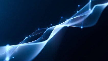 Abstract Futuristic Technology Data Wave Background with Glowing Data Wave, AI Technology, Digital Network, and Innovation concept.