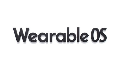 Dynamic 'Wearable OS' text logo for innovative technology and modern device branding