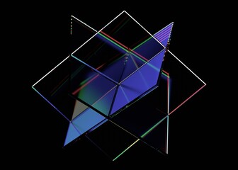 Wall Mural - Abstract futuristic background, iridescent sci-fi design, 3d render
