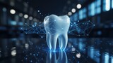 Digital tooth with network connection futuristic dental care concept technology b