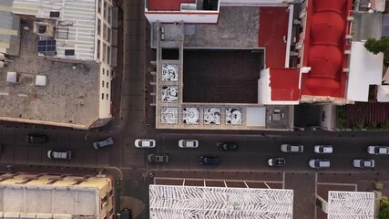 Wall Mural - DRONE: TOP-DOWN VIEW OF JOSE GUADALUPE POSADAS MUSEUM AT DOWNTOWN AGUASCALIENTES