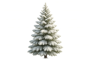 Wall Mural - Snow covered pine tree, evergreen conifer, winter nature scene, feeling christmas holiday spirit, transparent background