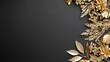 © Preecha - Luxurious background featuring rich gold textures and elegant designs: A sophisticated design with intricate gold leaf patterns over a dark matte background, exuding opulence and refinement,
