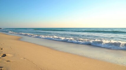 Wall Mural - Subtle timelapse showing the natural shoreline changes as waves gently reshape a sandy beach over time change, subtle timelapse, fluid