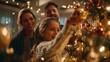 © imagemir - A joyful family decorating a Christmas tree together, creating cherished memories in a warm, festive atmosphere.