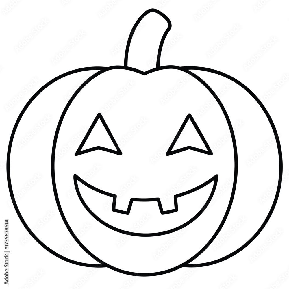 Jack O Lantern Line Art | Halloween Pumpkin Outline | Minimal Black and ...