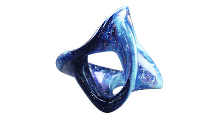 Nebula Mobius shape glowing in blue on a black background on transparent background