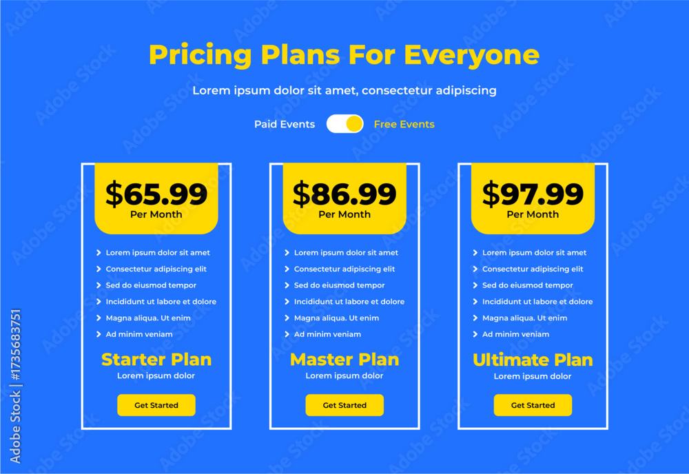 plan pricing table template design ui ultimate Stock Vector | Adobe Stock