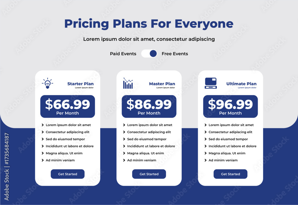 plan pricing table template design ui ultimate Stock Vector | Adobe Stock