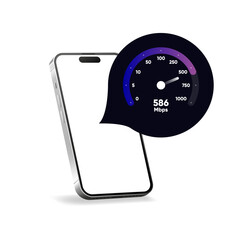 Internet download and upload speed test gauge. Internet speed test software and network performance information. Internet connection speed test. Modern design for software. Vector illustration.