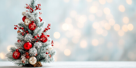 Wall Mural - christmas tree with ornaments on white festive background